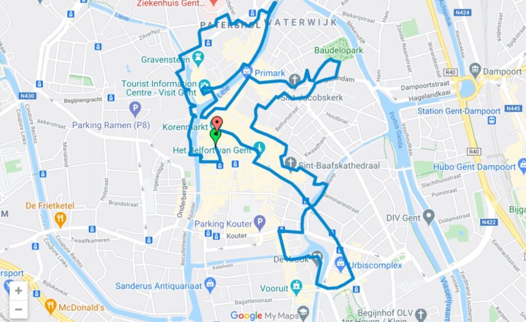 wandel/ fiets route Gent