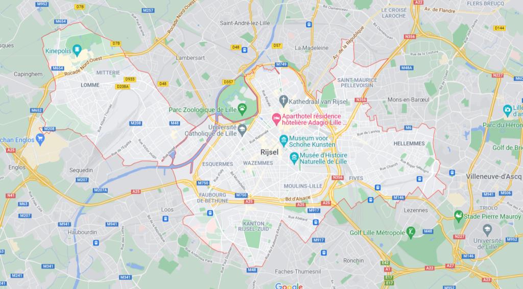 Kaart Lille/ Rijssel
